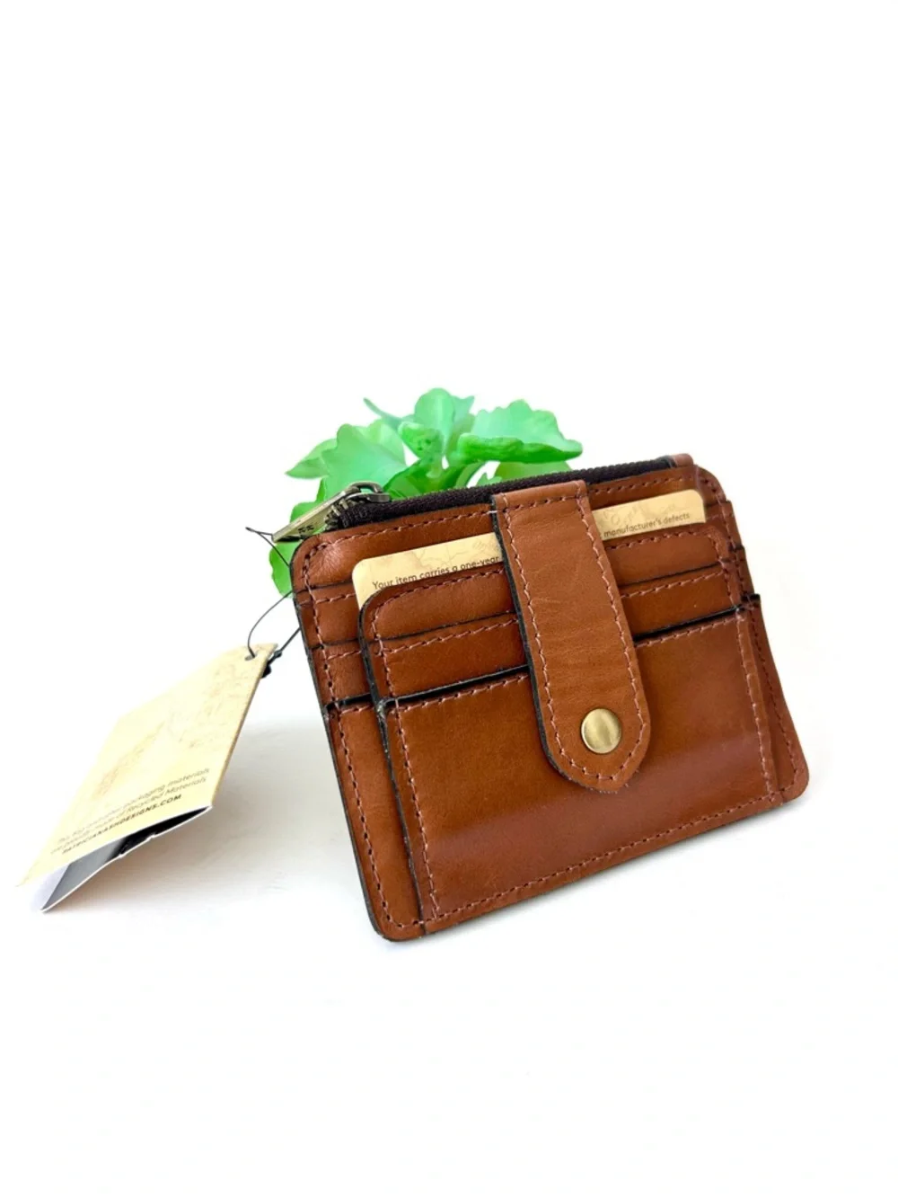 Patricia Nash Cassis ID Case Wallet Key Chain Coin Purse Biscuit Brown Leather - Picture 2 of 9